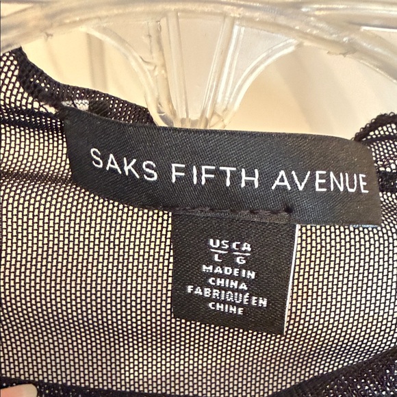 Saks Fifth Avenue Black Sheer Blouse - Picture 2 of 3